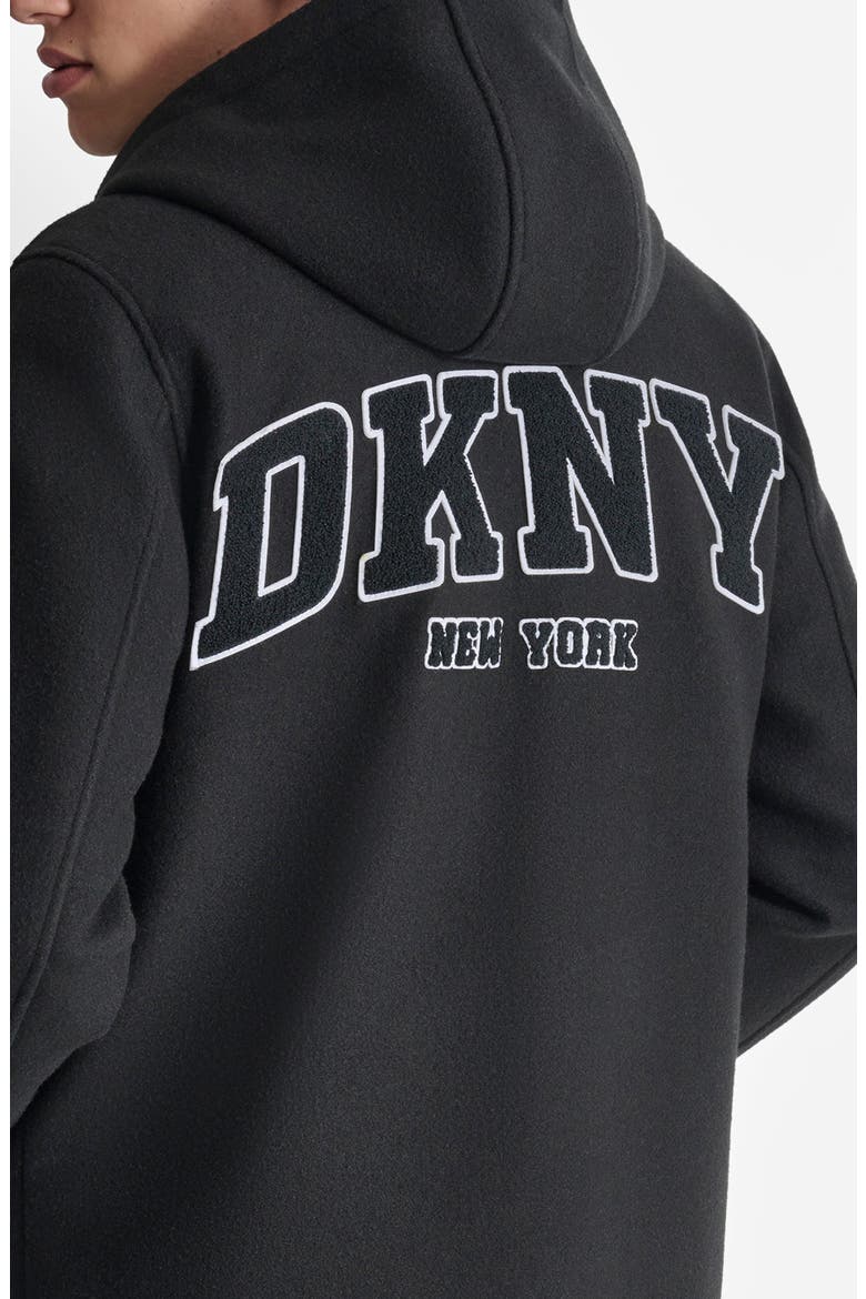 Logo Hooded Stadium Coat, Alternate, color, BLACK