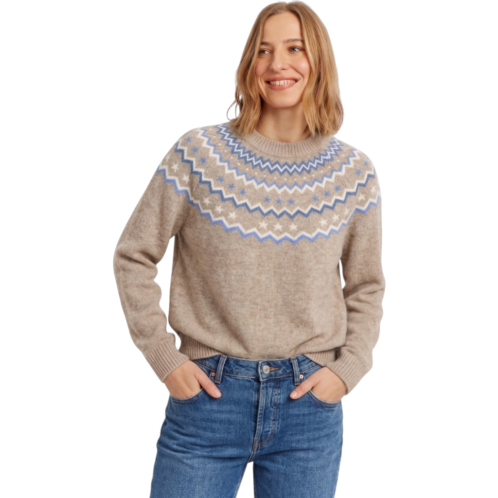 Chinti & Parker Wool Cashmere Star Yoke Sweater In Warm Oatmeal