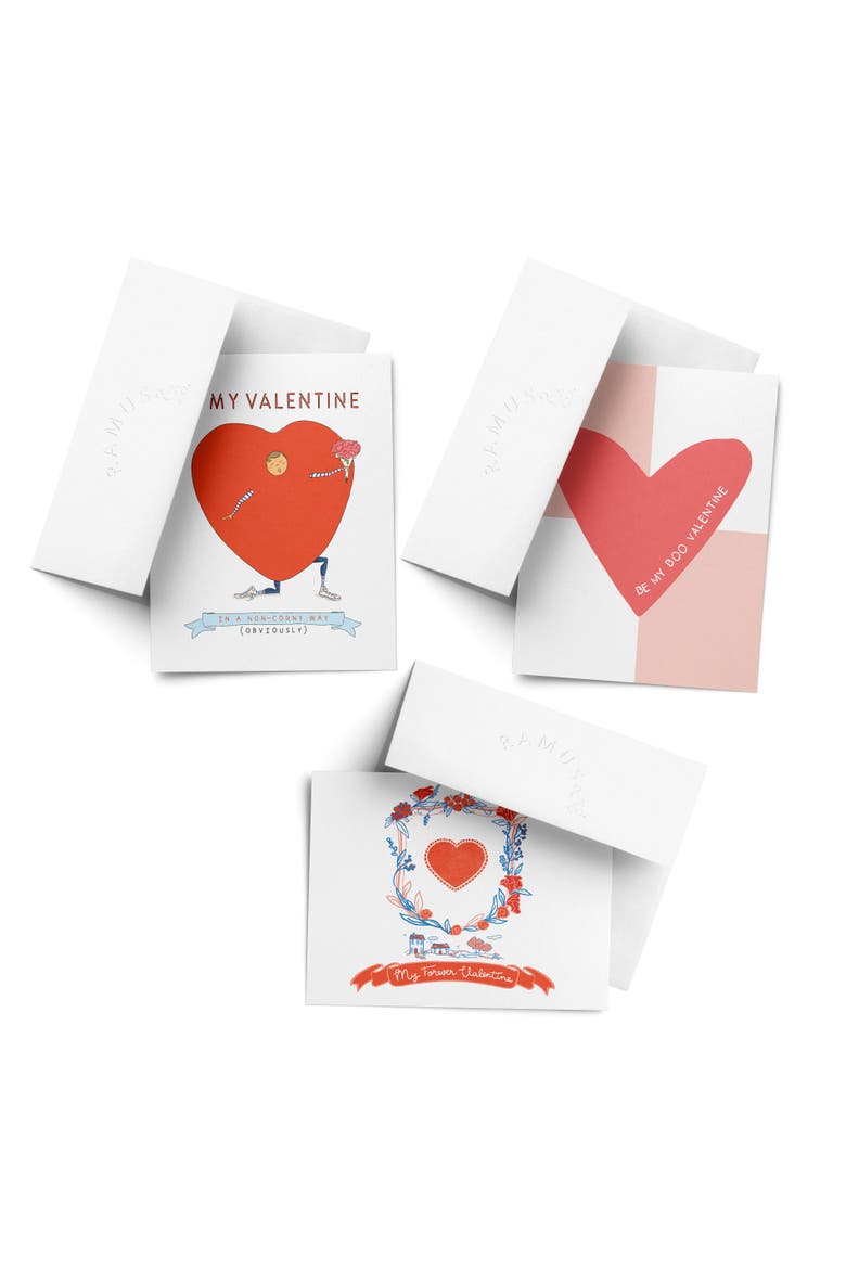 Love/Valentine's Assorted Greeting Card Pack (3ct) "Non Corny Valentine, Boo Valentine, Forever Valentine", Main, color, Multi-Pack