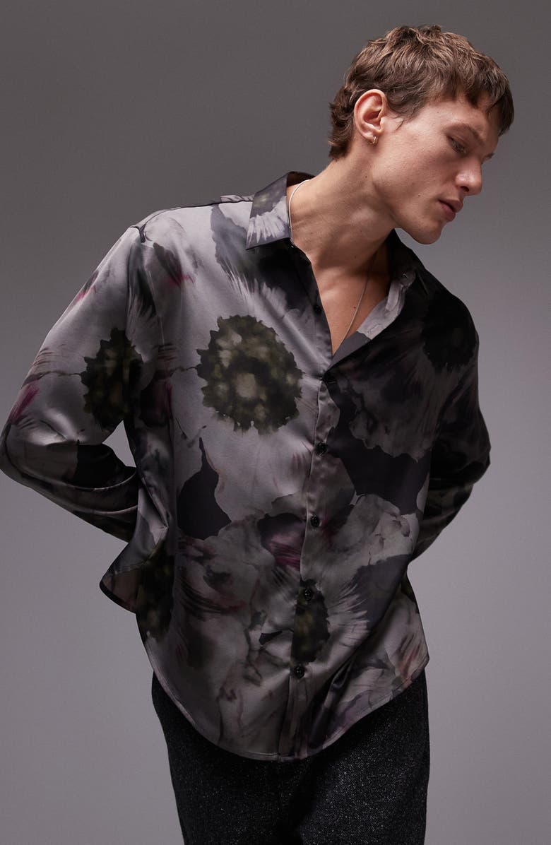 Topman Floral Button-Up Shirt, Main, color, 