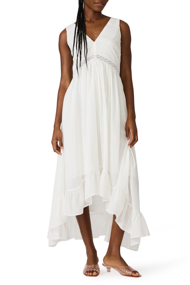Miah Lace Trim Sleeveless High-Low Maxi Dress, Main, color, ANTIQUE