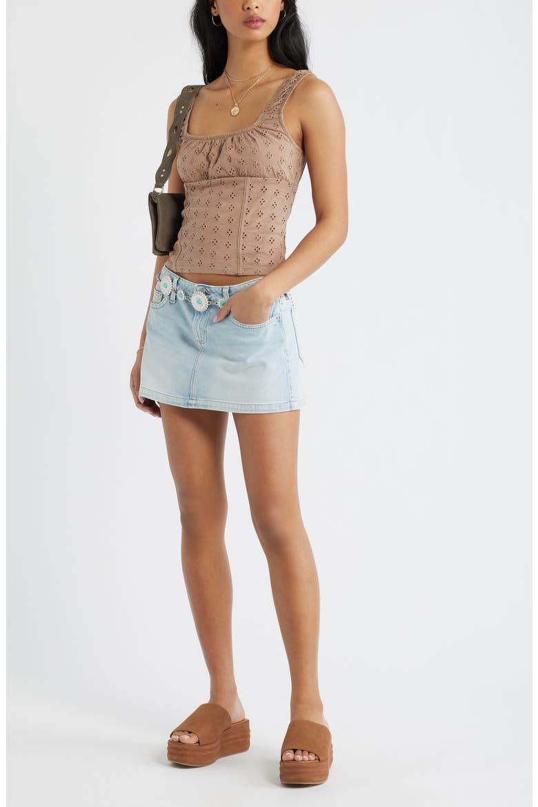 Ruched Cotton Eyelet Tank, Alternate, color, BROWN FRESCO