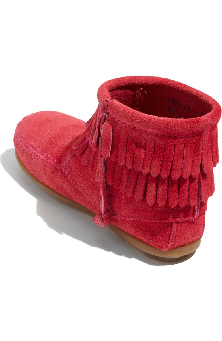 Minnetonka 'Double Fringe' Boot, Alternate, color, Hot Pink