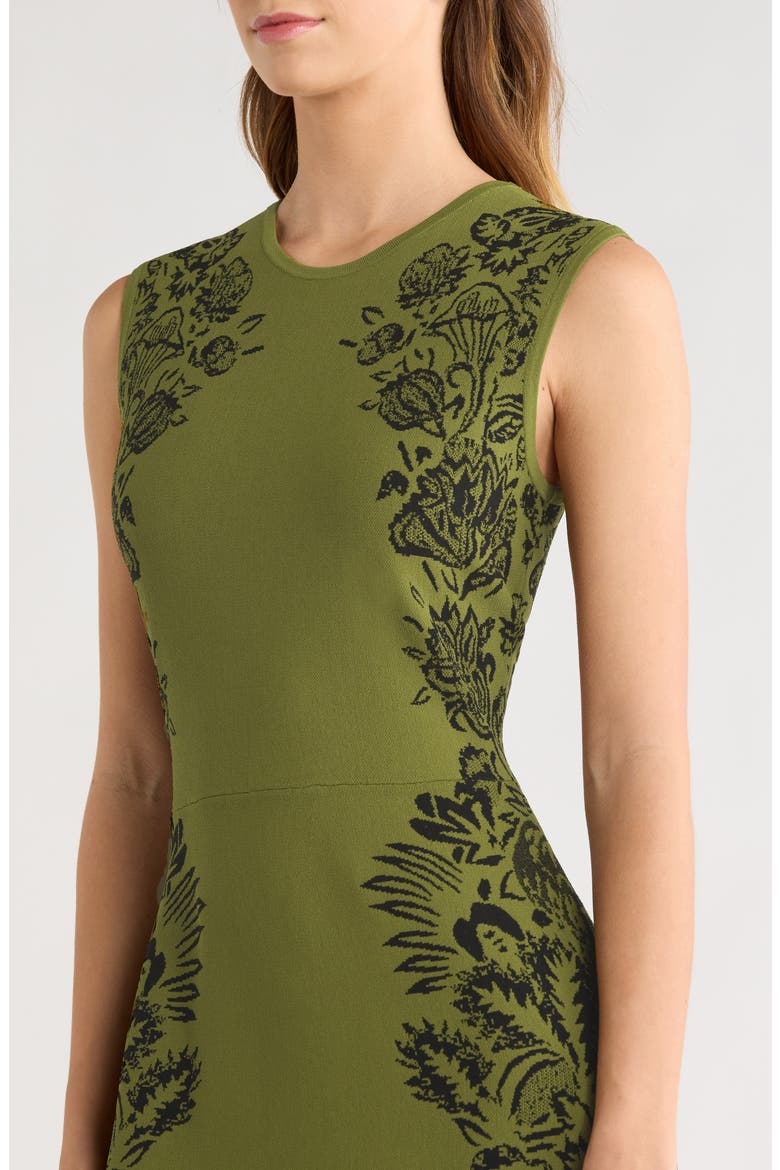 Liana Floral Jacquard Knit Midi Dress, Alternate, color, OLIVE