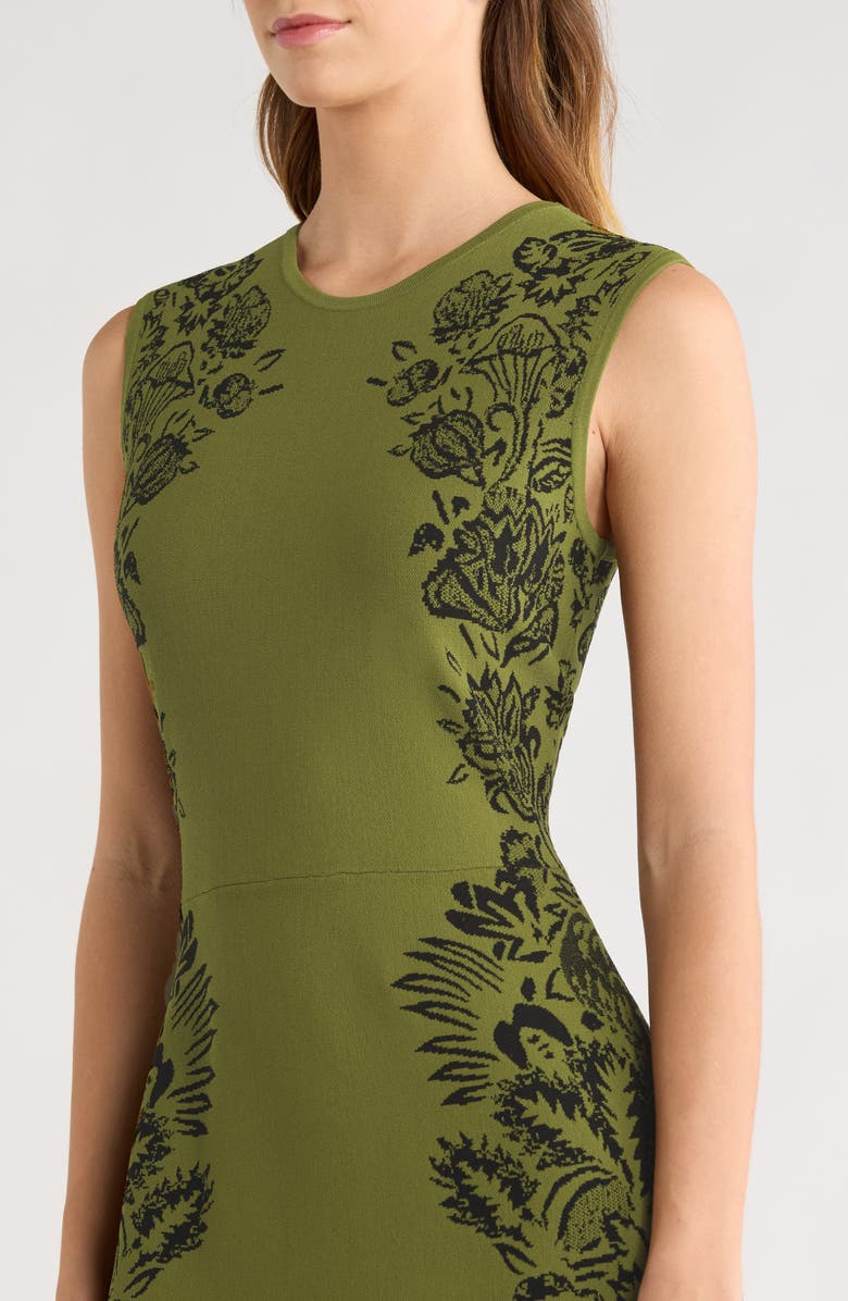 Ulla Johnson Liana Floral Jacquard Knit Midi Dress, Alternate, color, Olive