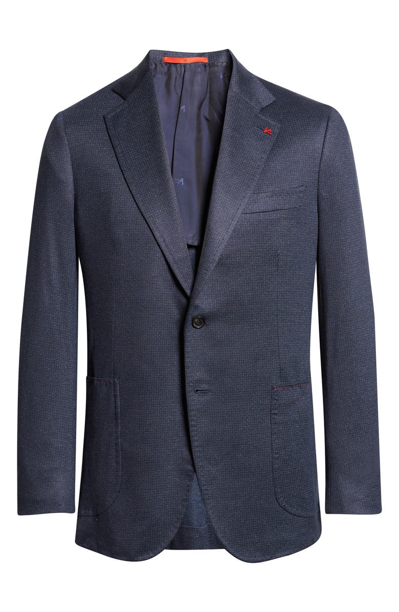 ISAIA Check Silk & Cotton Sport Coat, Main, color, Navy 810