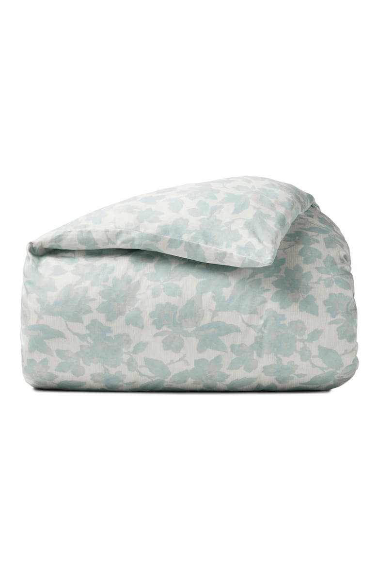 Camellia Organic Cotton Sateen Duvet Cover, Main, color, CELADON