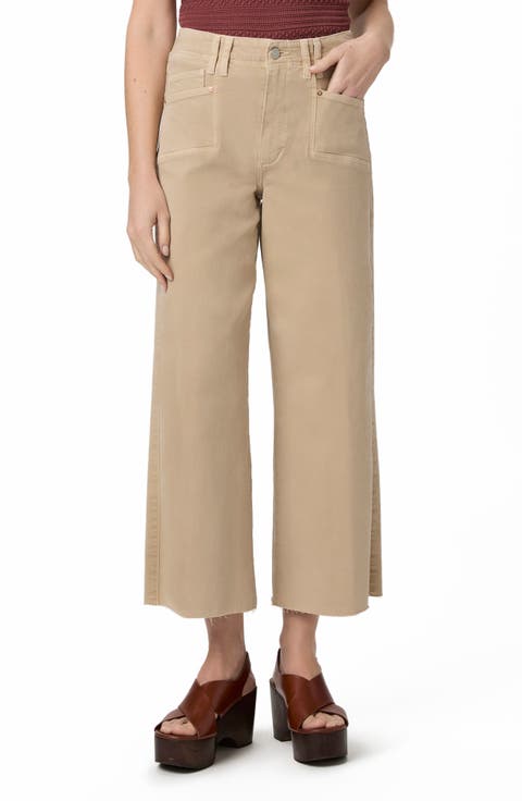 Anessa High Waist Raw Hem Crop Wide Leg Jeans