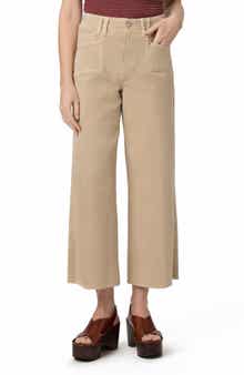 PAIGE Anessa High Waist Raw Hem Crop Wide Leg Jeans