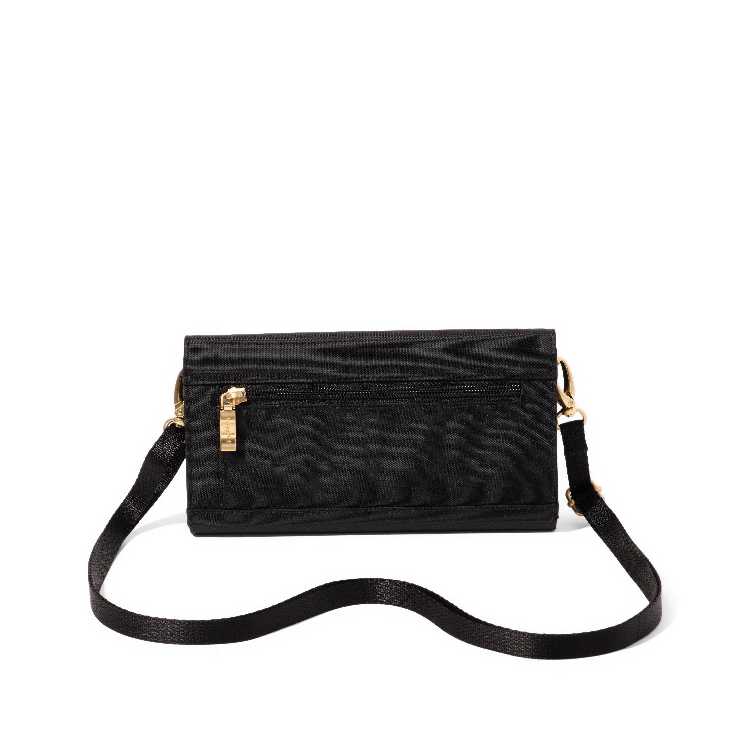 BAGGALLINI Coastal Flip Lock RFID Phone Wallet Crossbody Bag, Alternate, color, Black With Gold Hardware