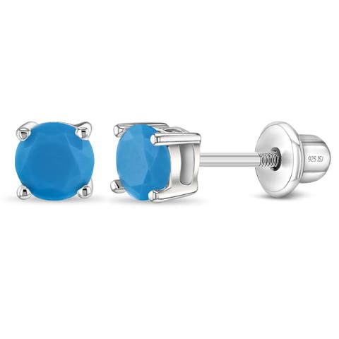 Turquoise CZ Girl Earrings