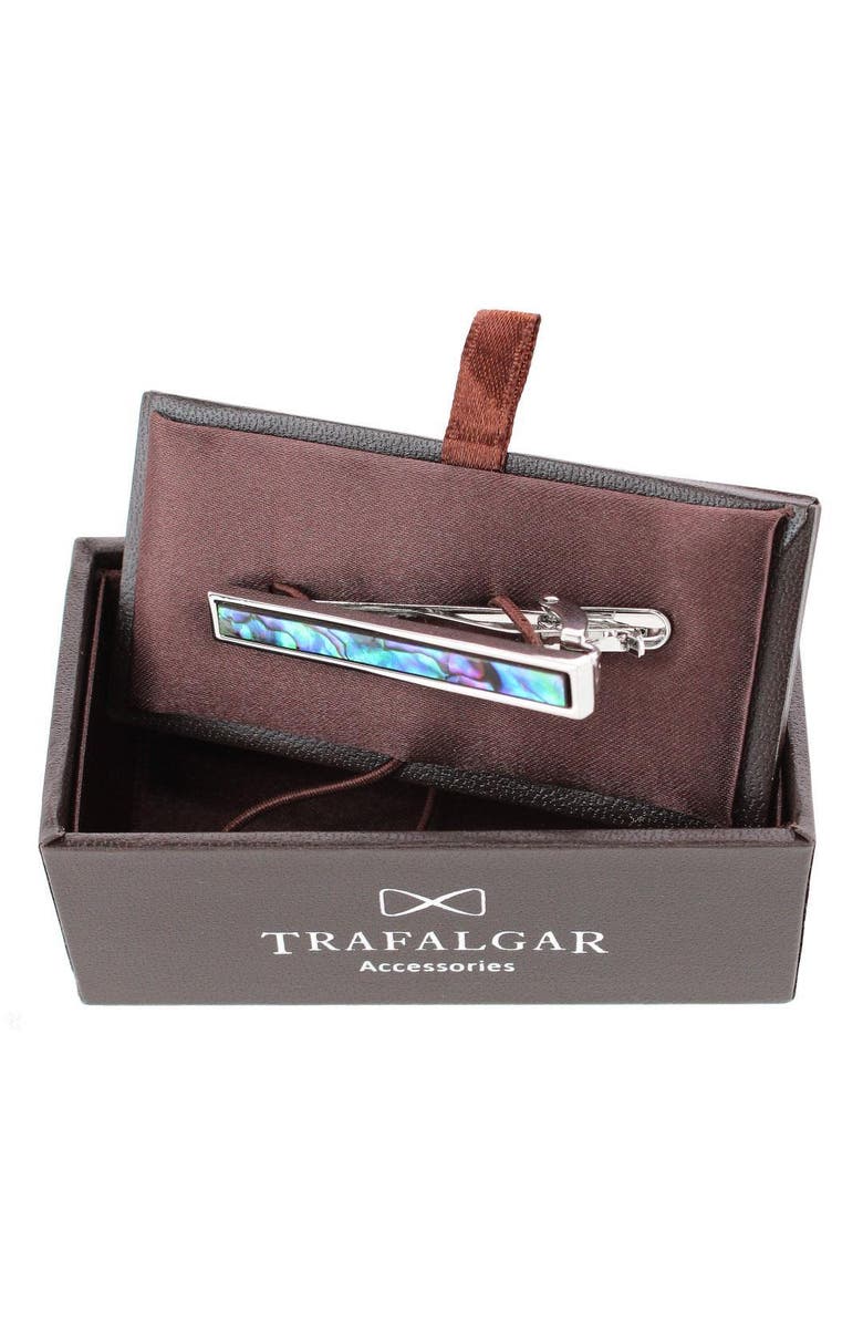 Trafalgar Mother of Pearl Stately Silver Tie Bar, Alternate, color, Silver