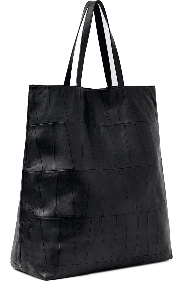 MANGO Patchwork Leather Shopper Bag, Alternate, color, Black