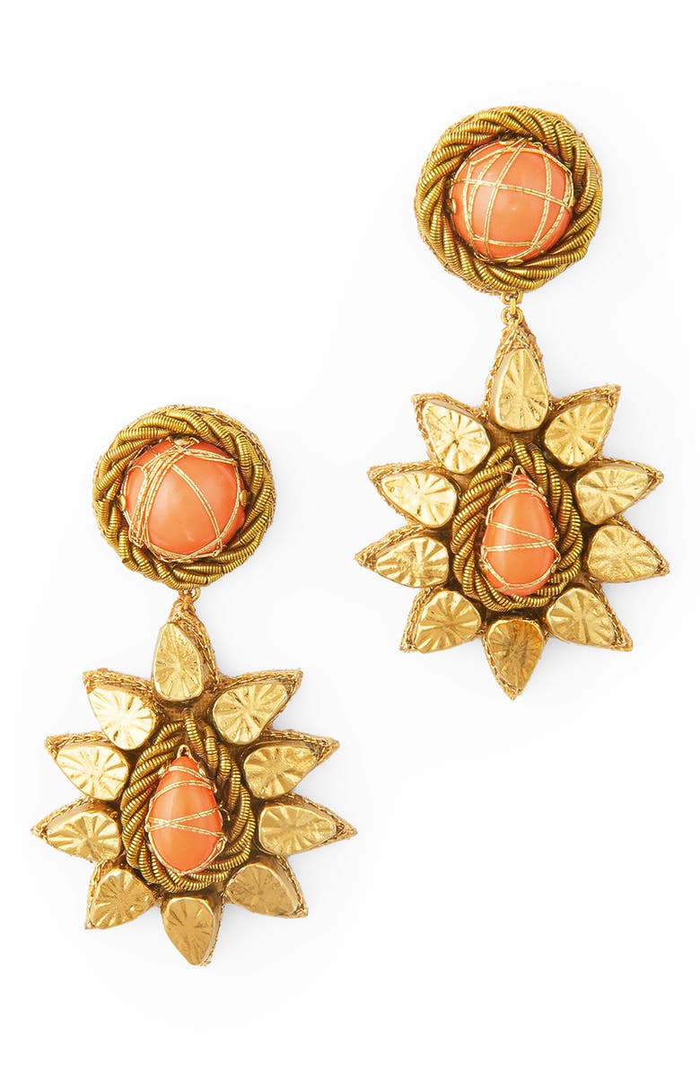 Deepa Gurnani Ade Drop Earrings, Main, color, Coral