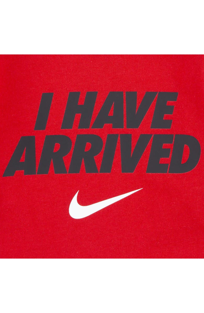 Nike I Have Arrived T-Shirt, Footed Leggings & Beanie Set, Alternate, color, Black