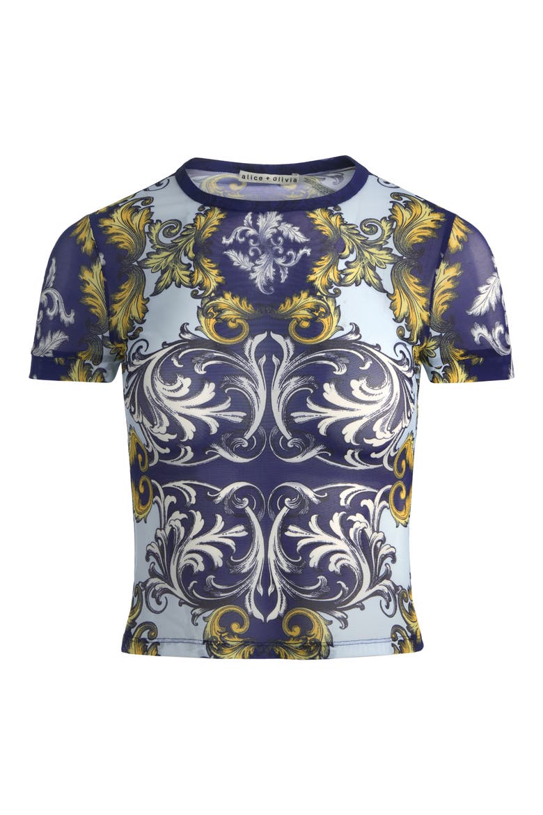 Tess Stretch Mesh Crop T-Shirt, Alternate, color, ANTIQUE SCROLL