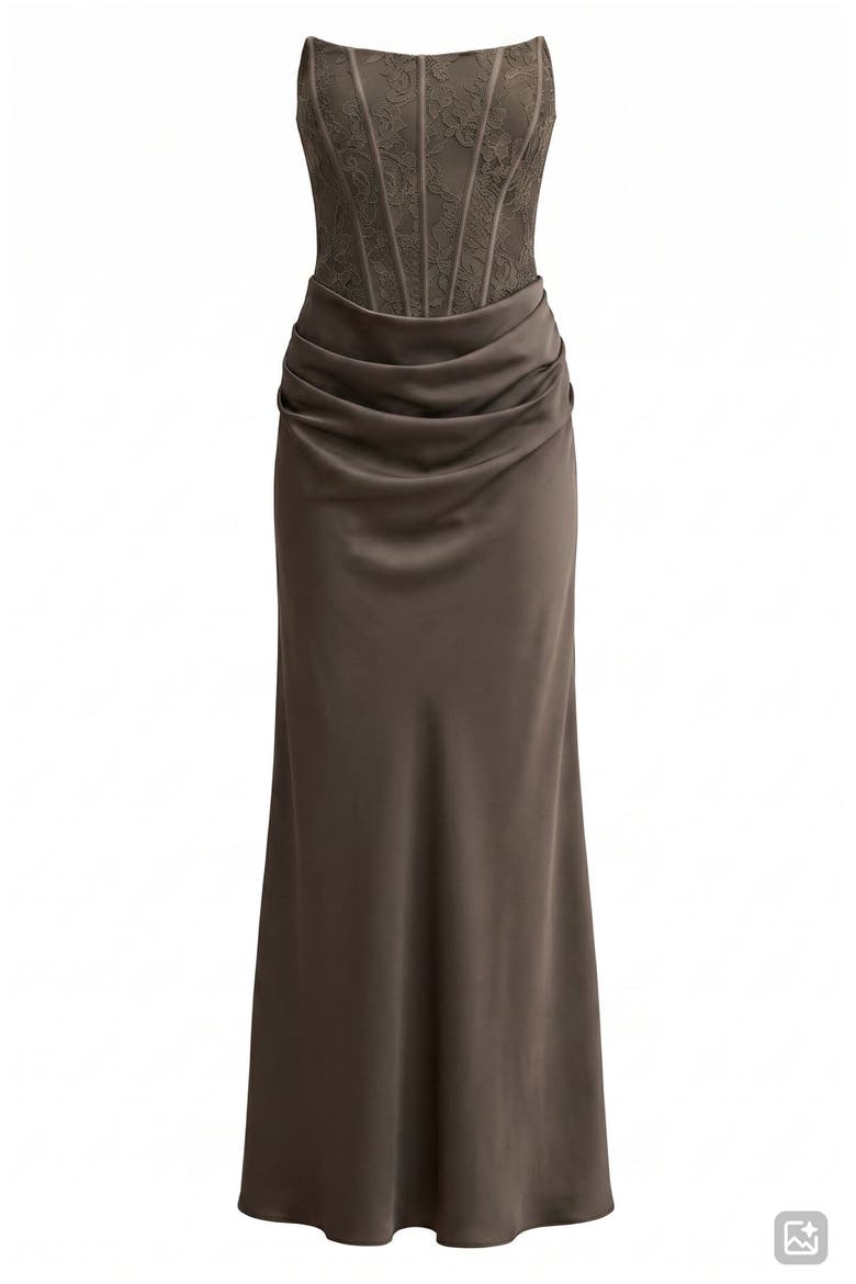 Ivy Lace Strapless Maxi Dress, Alternate, color, OLIVE NIGHT