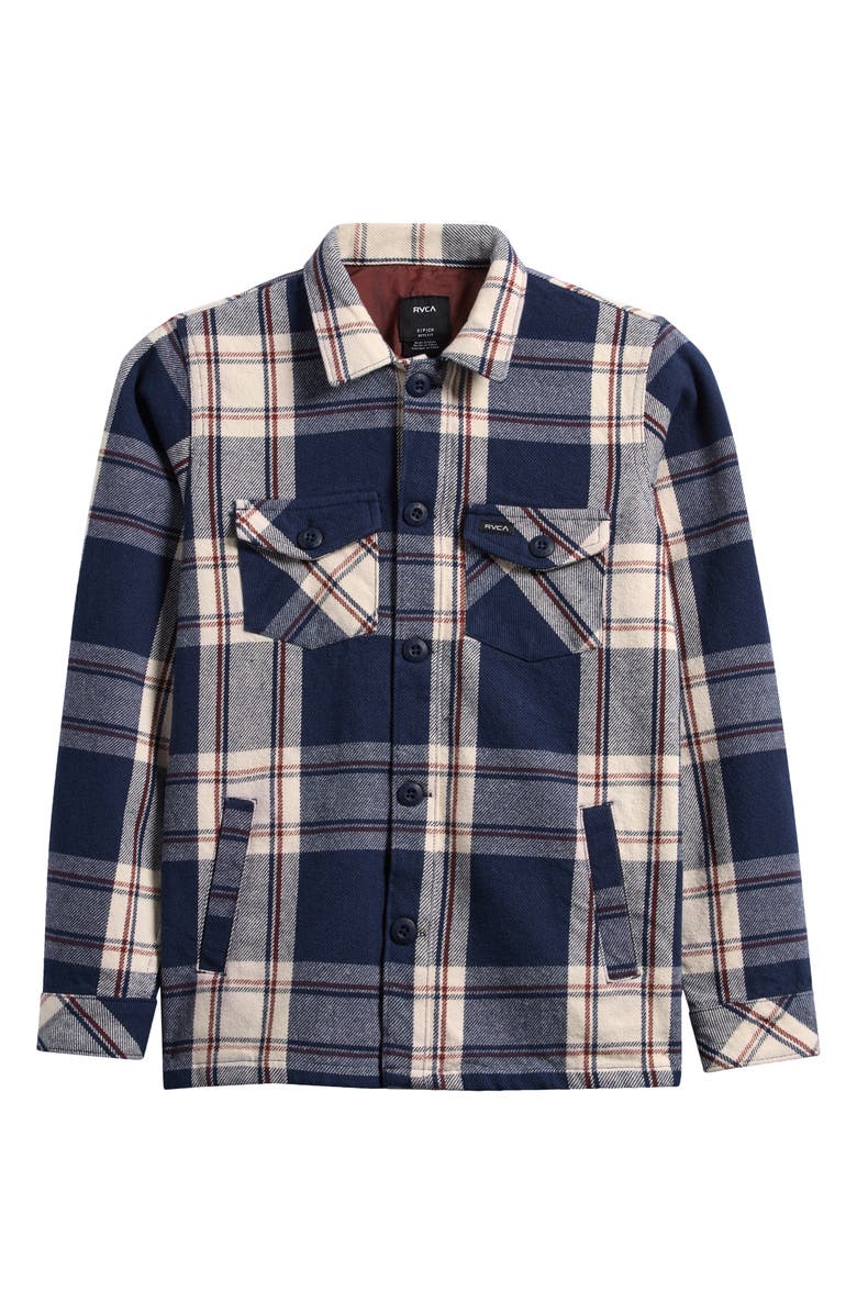 RVCA Kids' Flight Risk Plaid Shirt Jacket, Main, color, 