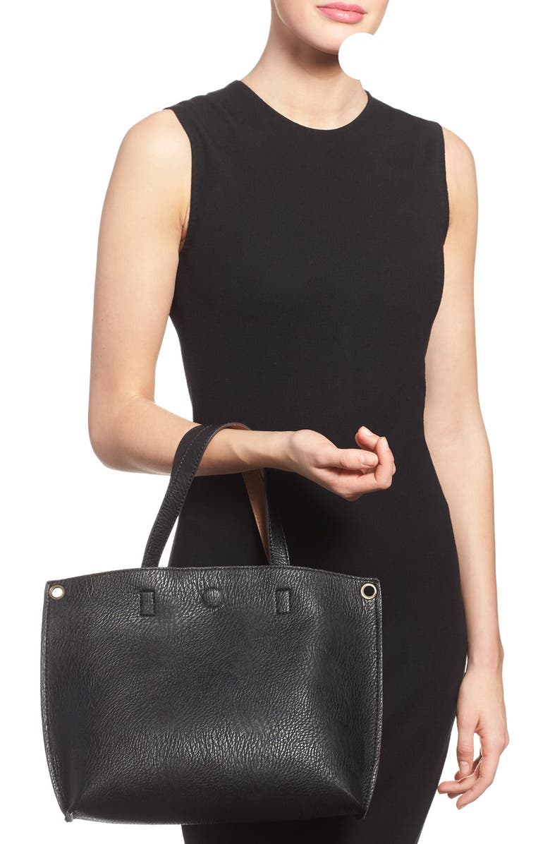 Street Level Reversible Faux Leather Tote, Alternate, color,