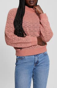 GUESS Kensley Open Stitch Mock Neck Sweater