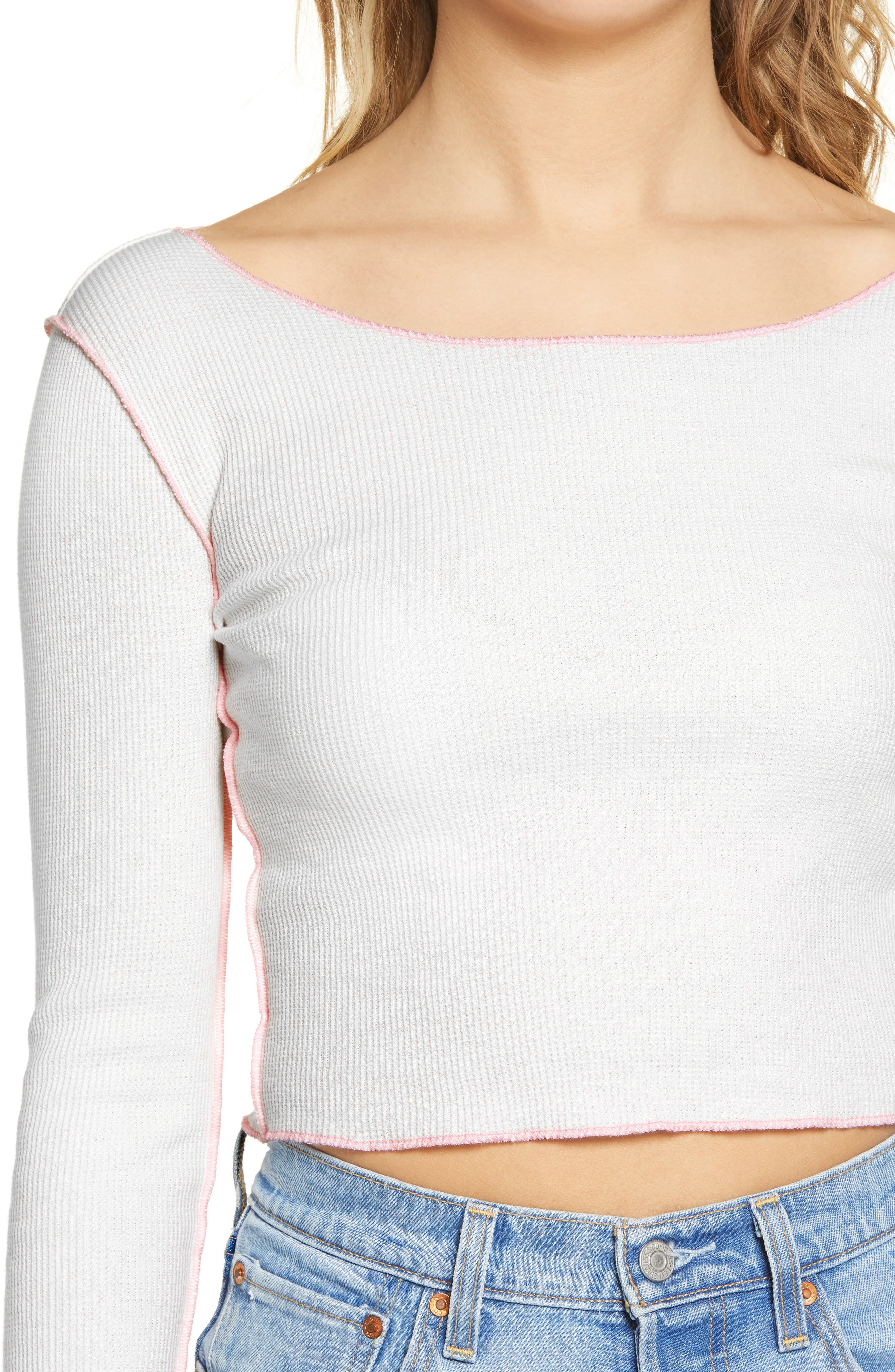 BP. Cover Stitch Thermal Knit Crop T-Shirt (Women) | Nordstromrack