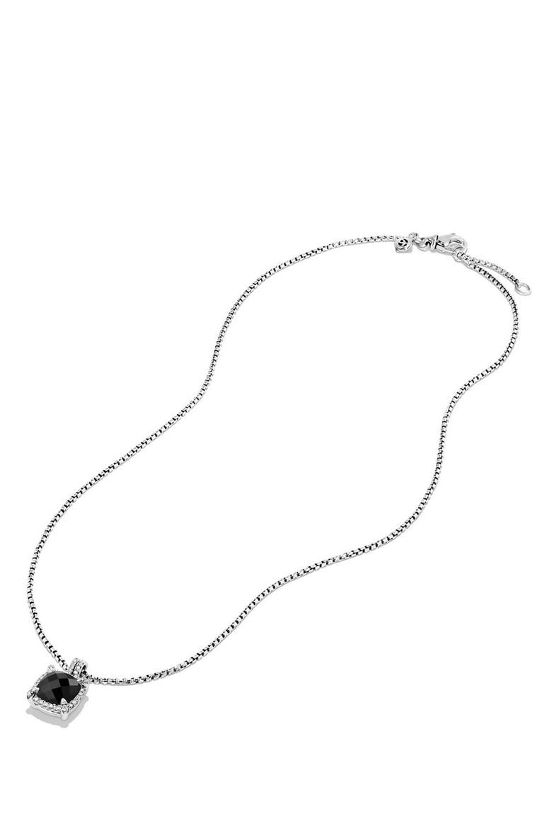 Châtelaine Small Pavé Bezel Pendant Necklace with Diamonds, Alternate, color, BLACK ONYX