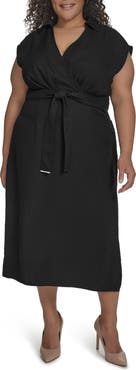 DKNY Cap Sleeve Midi Dress