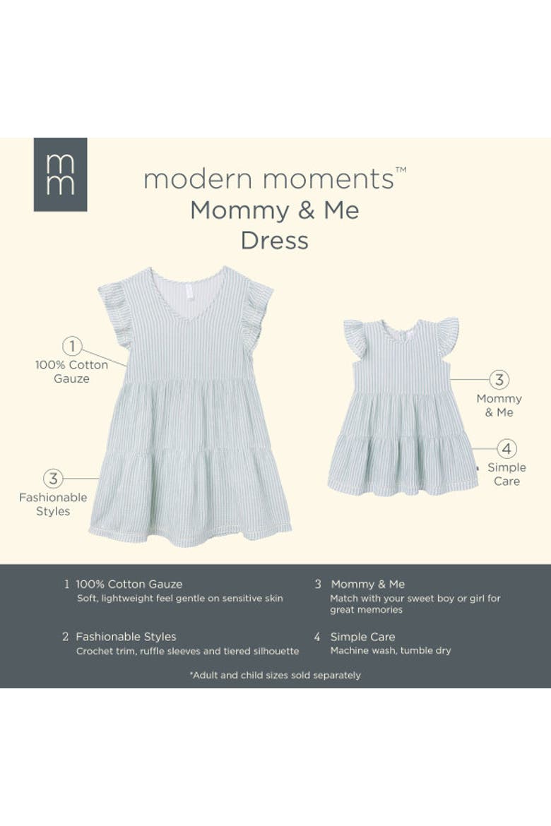 Mommy & Me Gauze Dress, Alternate, color, Teal Stripes