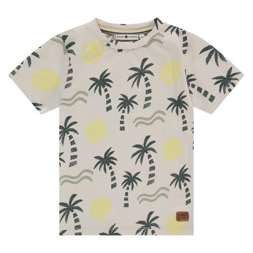 Stains and Stories by Babyface Allover Print Short Sleeve T-Shirt in Palmtree In Bone  product