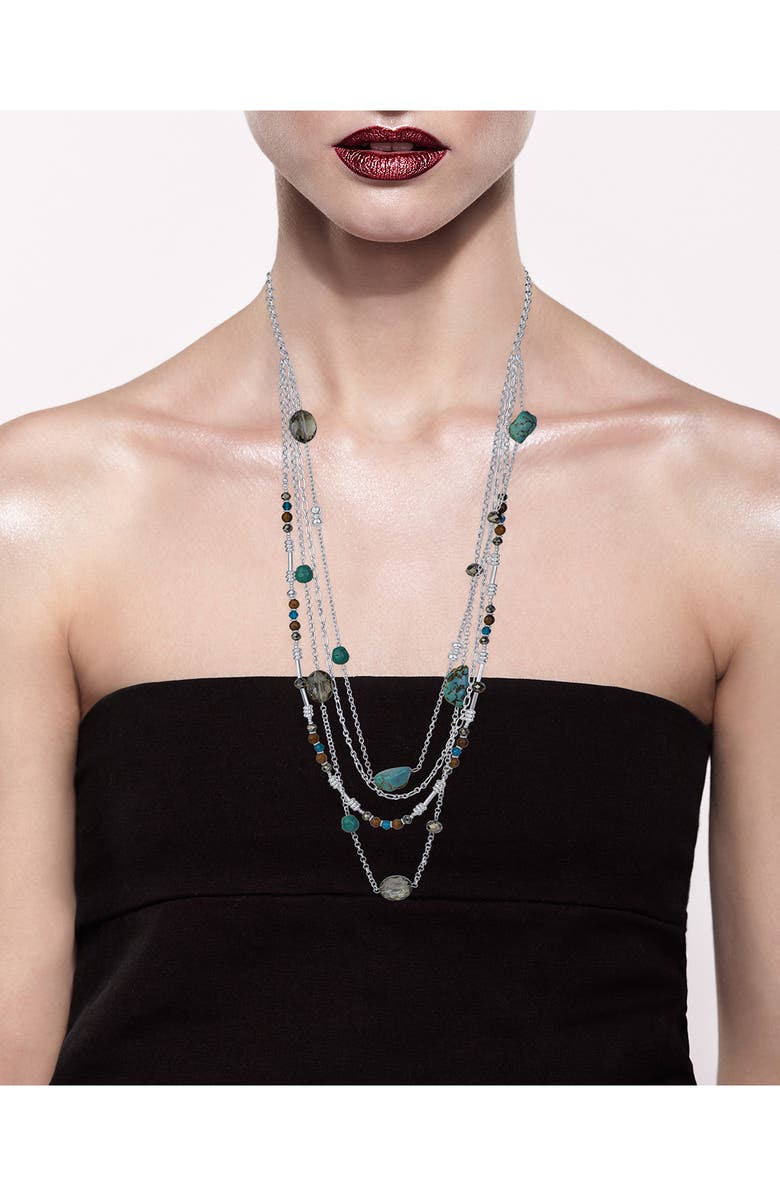 JARDIN Multi Strand Chain Necklace, Alternate, color, Turquoise/ Silver
