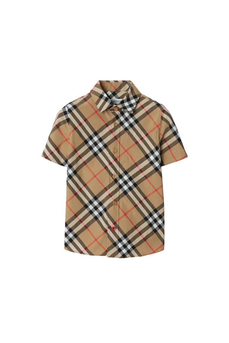 Check Cotton Shirt, Main, color, Sand beige