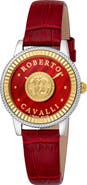 Roberto Cavalli by Franck Muller Mother-of-Pearl Leather Strap Watch, 30mm