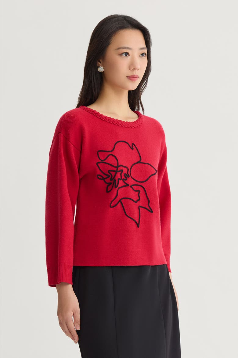 Soutache Cozy Knit Sweater, Alternate, color, Holiday/Black