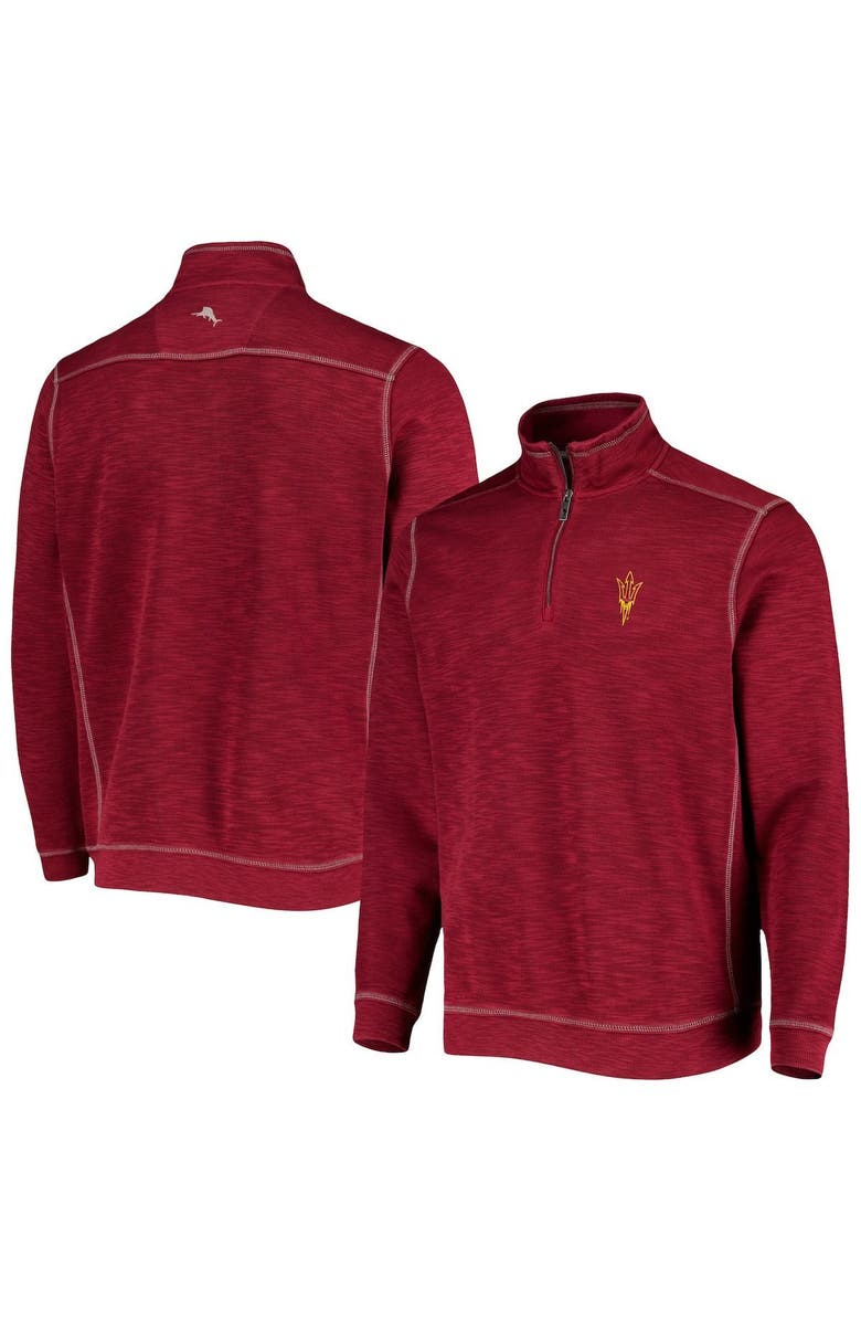 Tommy Bahama Men's Tommy Bahama Maroon Arizona State Sun Devils Sport Tobago Bay Tri-Blend Mock Neck Half-Zip Jacket, Main, color, Maroon