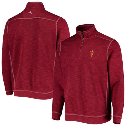 Men's Tommy Bahama Maroon Arizona State Sun Devils Sport Tobago Bay Tri-Blend Mock Neck Half-Zip Jacket