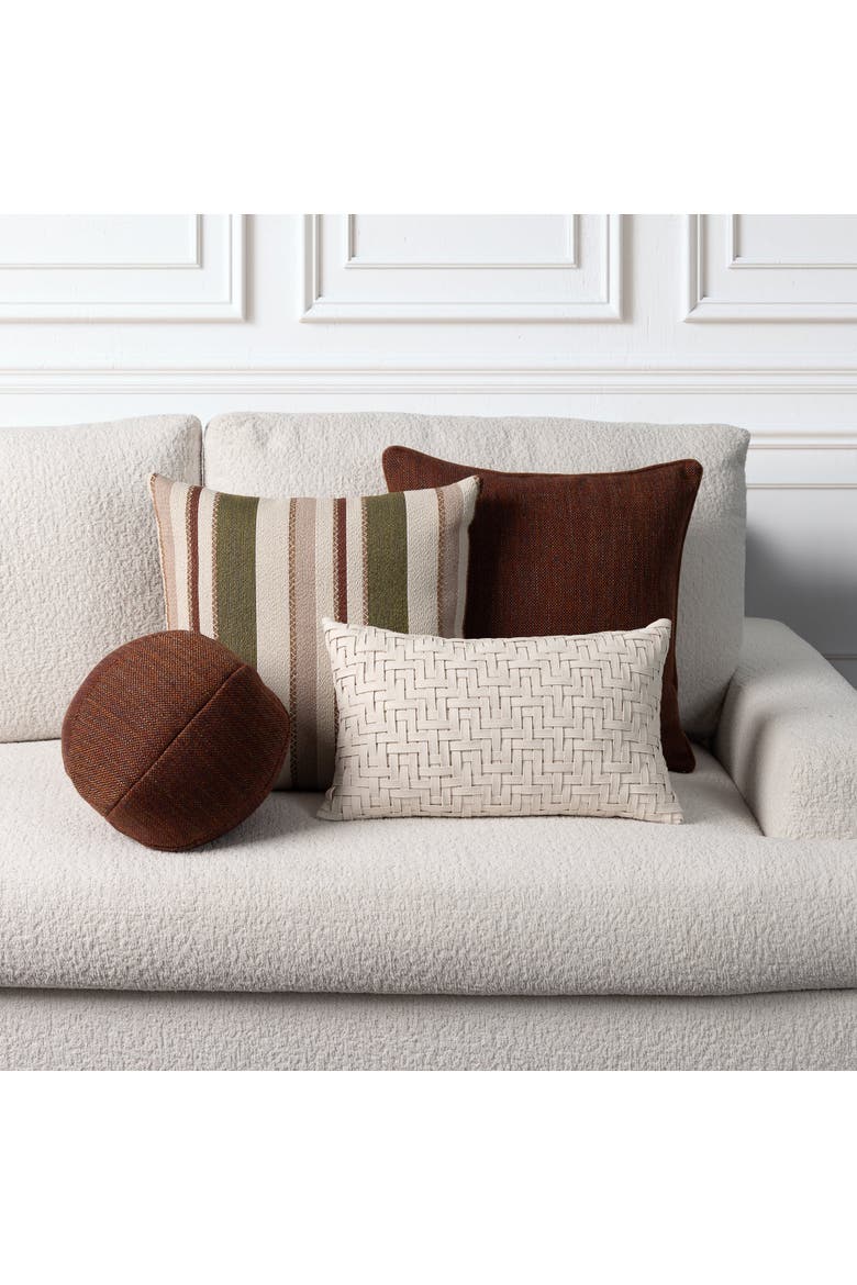 Ember Weave Earth-Toned Dimensional Indoor & Outdoor Woven Accent Pillow & Insert, Alternate, color, Ember