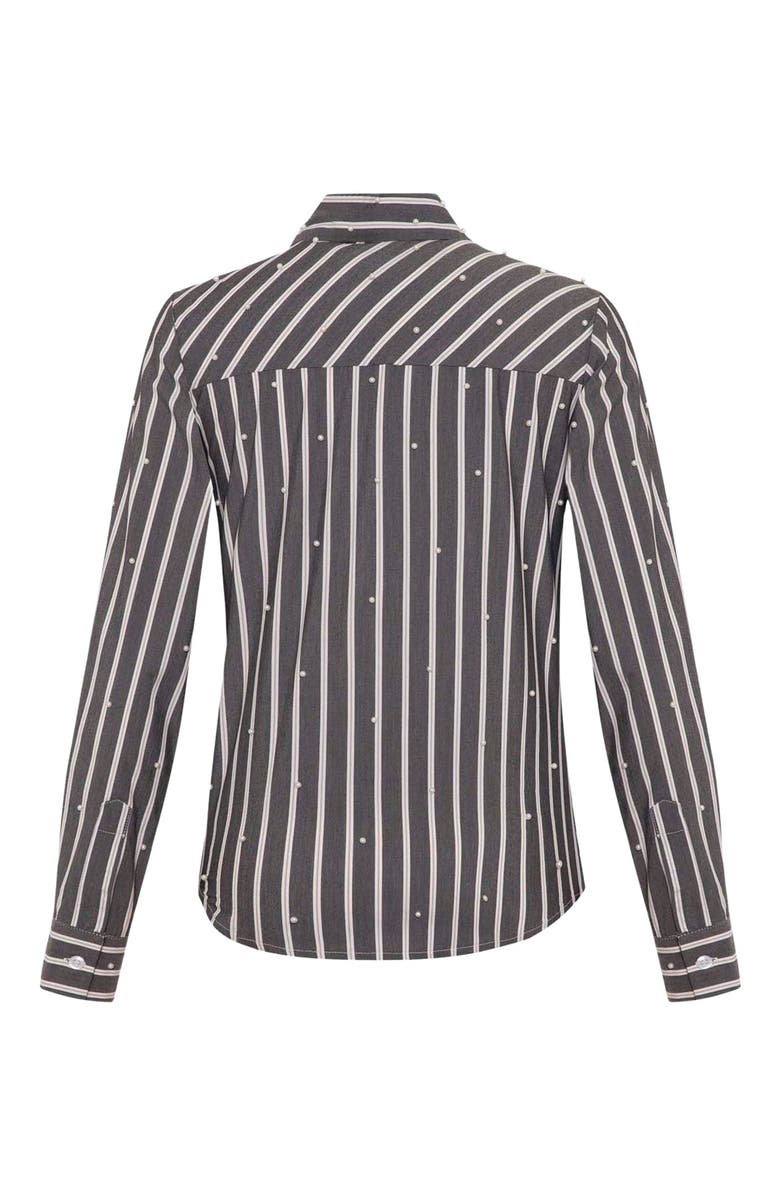 THEO The Label Echo Mix Stripe Pearly Shirt, Alternate, color, Charcoal/Pearl