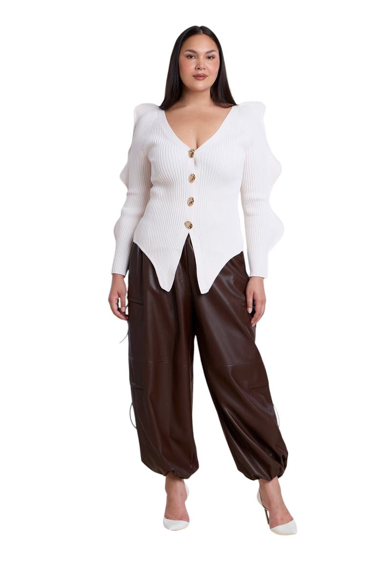 Rounded Sleeve Cardigan, Alternate, color, COCONUT MILK