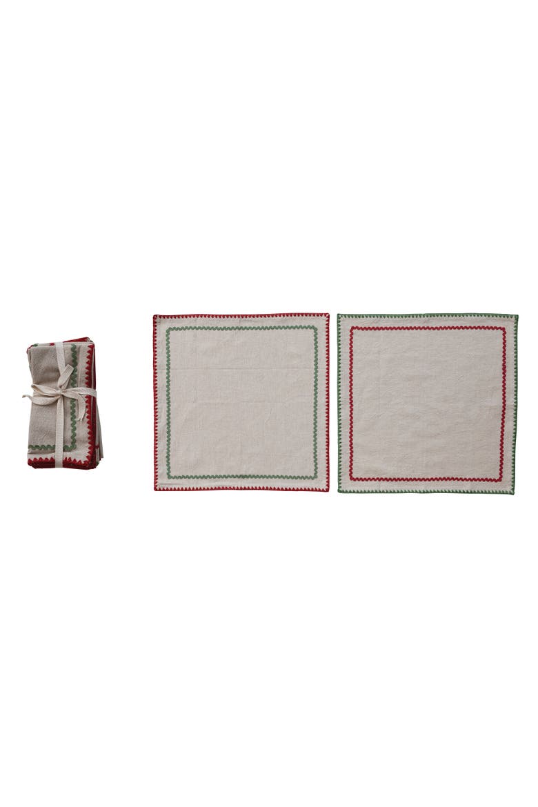 Ric Rac Trimmed Cotton Napkins, Set of 4, Main, color, Multicolor