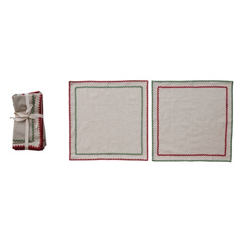 Ric Rac Trimmed Cotton Napkins, Set of 4