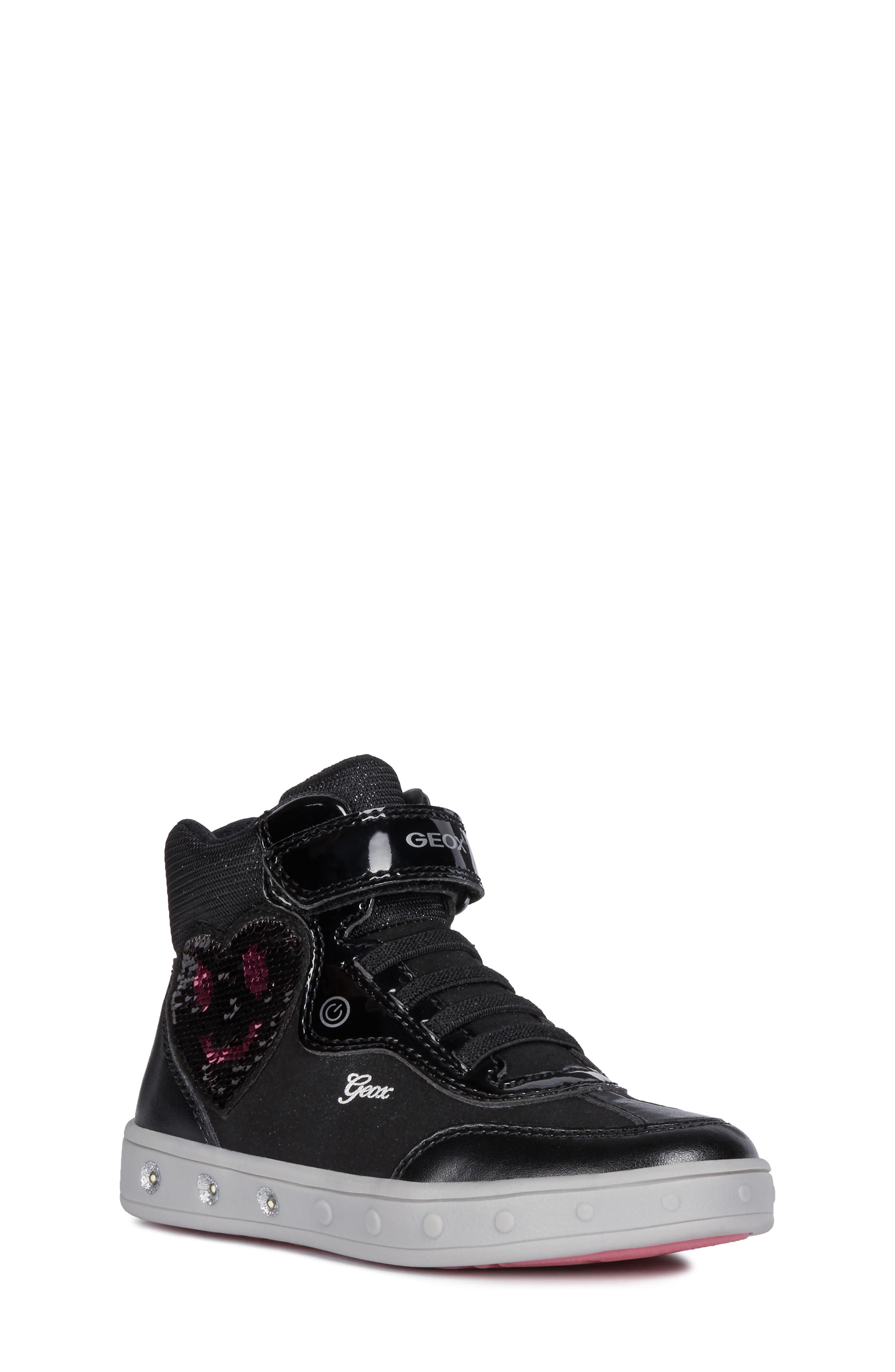 Geox Skylin Sequin Light-Up High Top Sneaker, Main, color, 