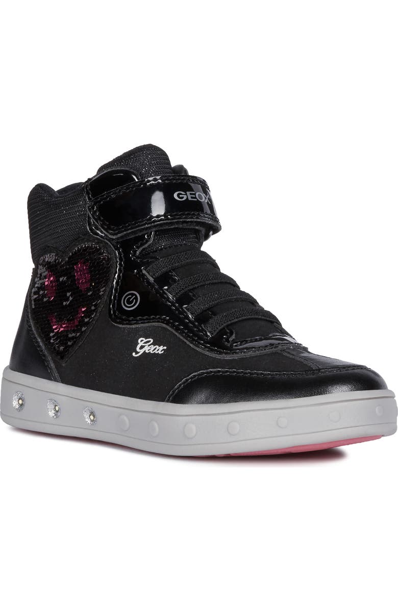 Geox Skylin Sequin Light-Up High Top Sneaker, Main, color,