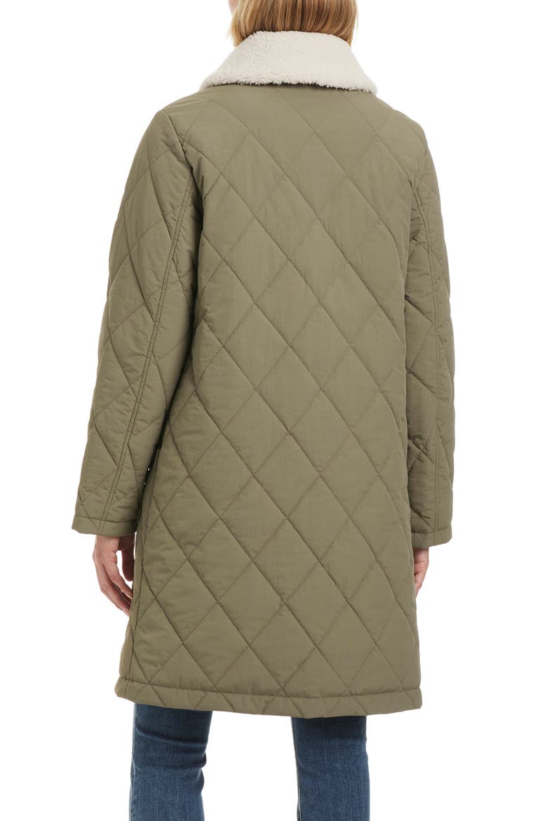 Water Resistant Quilted Coat with Removable Faux Shearling Collar, Alternate, color, SAGE