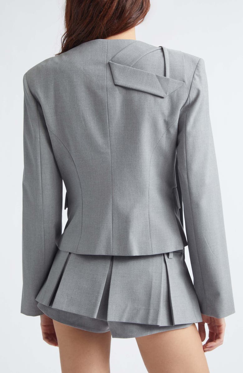 Sandy Liang Briar Tie Stretch Suiting Jacket, Alternate, color, Grey