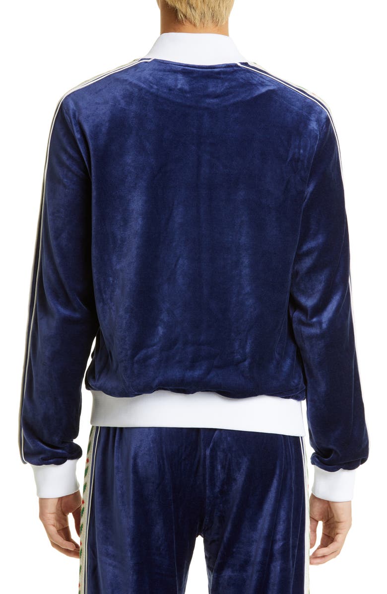 Casablanca Laurel Taped Velour Track Jacket, Alternate, color, 
