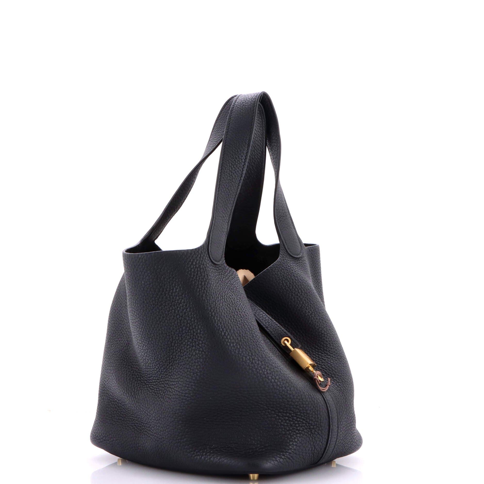 Pre-Owned Hermes Picotin Lock Bag Clemence MM, Alternate, color, Noir