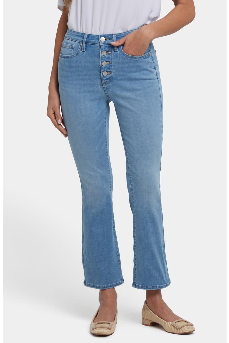 Billie Exposed Button High Waist Ankle Mini Bootcut Jeans, Main, color, SALAMANCA SUN