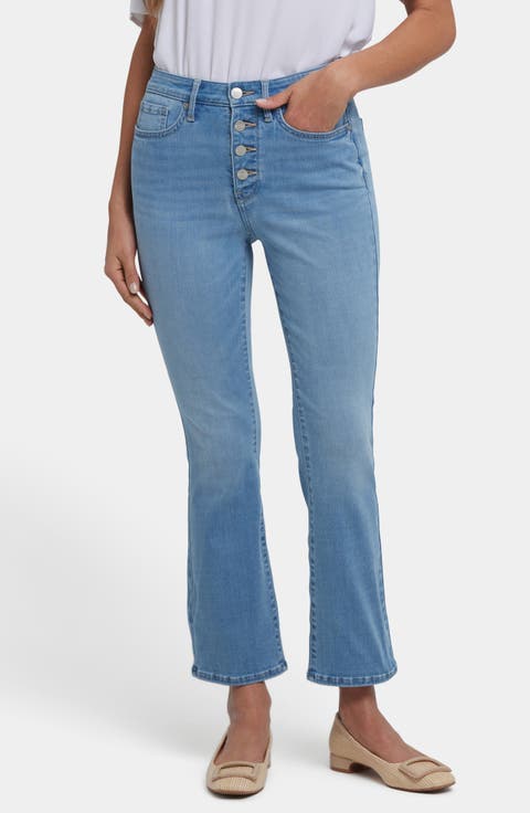 Billie Exposed Button High Waist Ankle Mini Bootcut Jeans