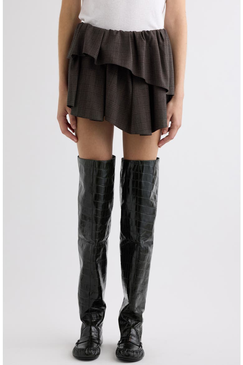 Ifelpa Plaid Ruffle Miniskirt, Main, color, BROWN/ BLACK