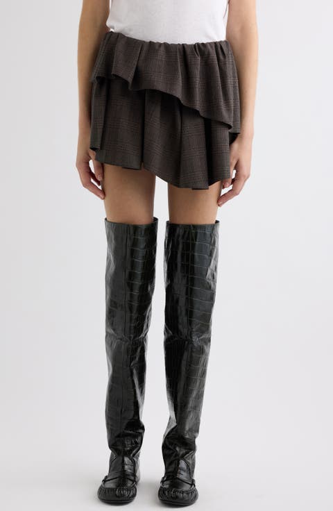 Ifelpa Plaid Ruffle Miniskirt